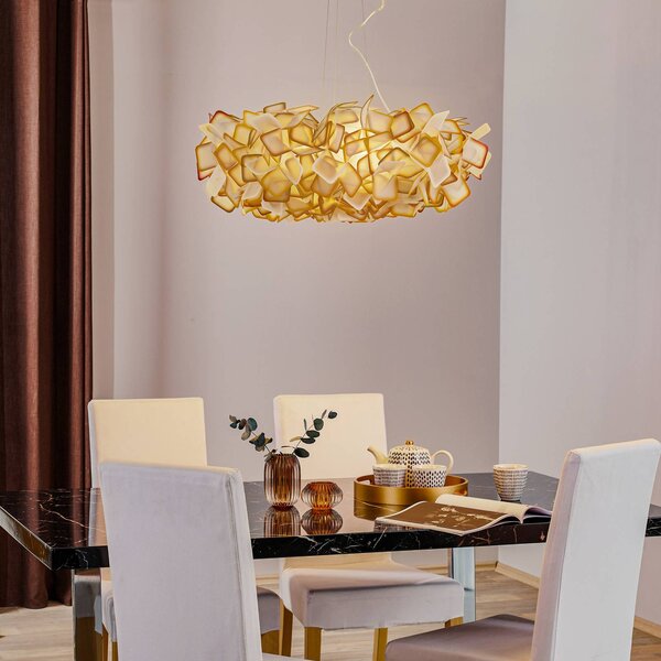 Slamp Clizia závěsné světlo, Ø 78 cm, oranžová, stmívatelný, Žlutá / oranžová, Obývací pokoj / jídelna, Plast, Design
