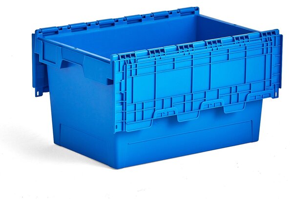 AJ Produkty Plastový přepravní box GAYLE, 58 l, 600x400x340 mm, modrý