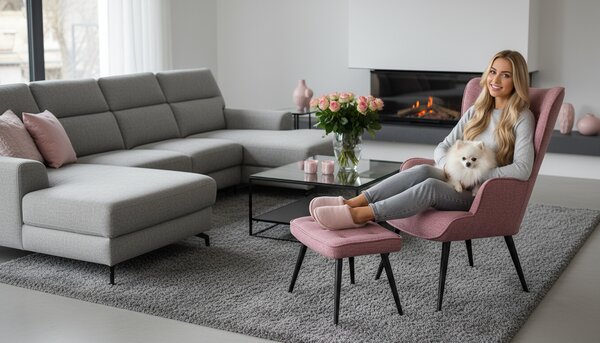 Relaxační křeslo s podnožkou AIRO - látka, více barev Barva: šedá
