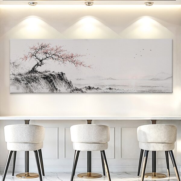Obraz na plátně - Strom života Sakura ve vlnách FeelHappy.cz Velikost obrazu (šířka x výška): 60 x 20 cm