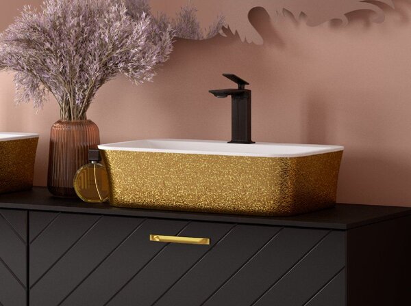 Besco Deskové umyvadlo z litého mramoru Assos S-Line Glam Z UM D 51x41x15 cm, bez otvoru pro baterii