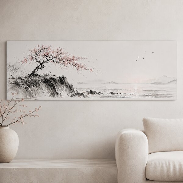 Obraz na plátně - Strom života Sakura ve vlnách FeelHappy.cz Velikost obrazu (šířka x výška): 60 x 20 cm