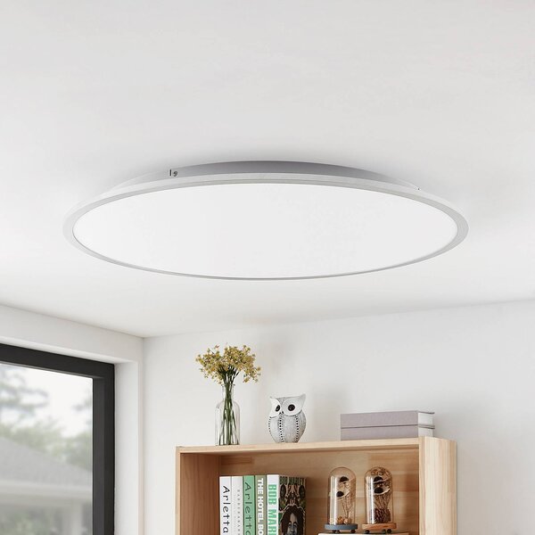 Lindby LED stropní svítidlo Narima, 4 000 K, Ø 80 cm, stříbrná, Hliník / šedá / zinek, Kuchyň, Plast, Moderní