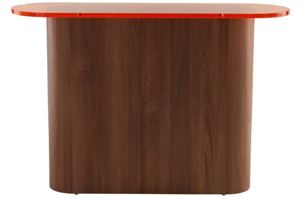 Jotex Oranžový toaletní stolek LIVI 120 x 35 cm s ořechovou podnoží