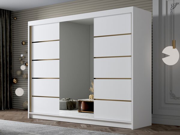 Šatní skříň se zrcadlem Gamirut VI 250, Barva: bílá 5903211331930