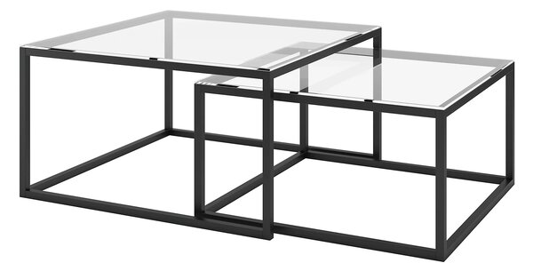 Set konferenčních stolků MALRIK - transparentní / černý