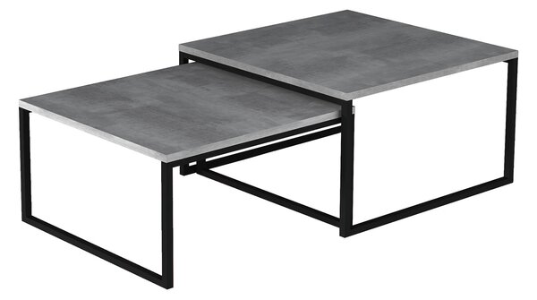 Set konferenčních stolků LEORIC - beton / černý