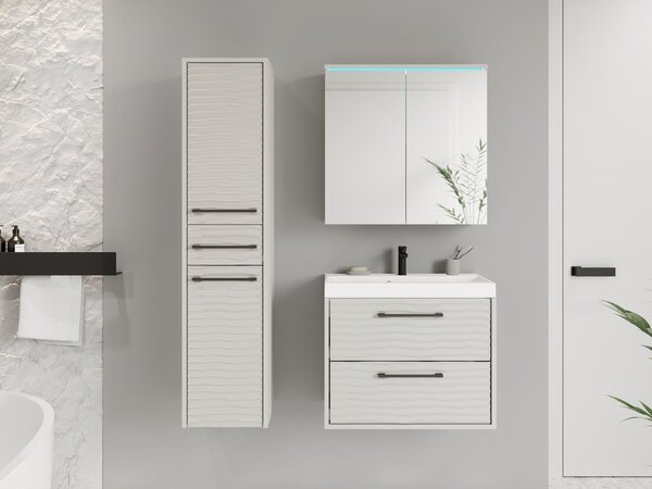 Koupelnový nábytek Tomeq I, Barva: černý grafit / černá vlna, Sifon k umyvadlu: ne, Osvětlení: osvětlení LED - modré, Baterie: ne 5903211334887
