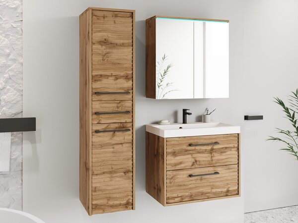 Koupelnový nábytek Tomeq I, Barva: černý grafit / černá vlna, Sifon k umyvadlu: ne, Osvětlení: osvětlení LED - modré, Baterie: ne 5903211334887