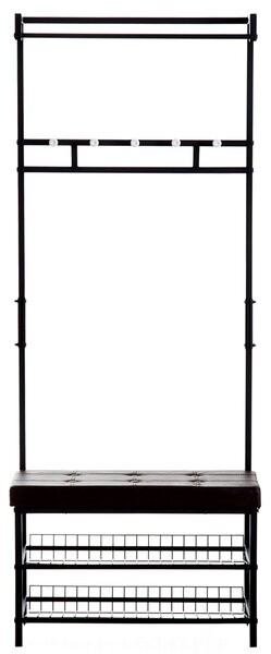 HOMCOM Stojan na kabáty s 5 háčky a botníkem se 2 patry, kovový stojan na kabáty do předsíně, ložnice, 72,5 x 35 x 180 cm | Aosom