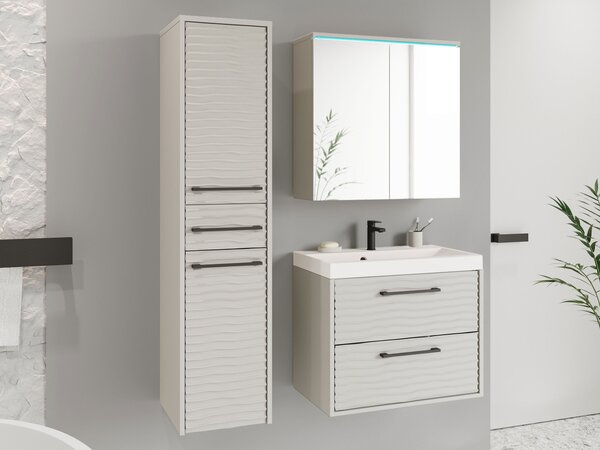 Koupelnový nábytek Tomeq I, Barva: černý grafit / černá vlna, Sifon k umyvadlu: ne, Osvětlení: osvětlení LED - modré, Baterie: ne 5903211334887
