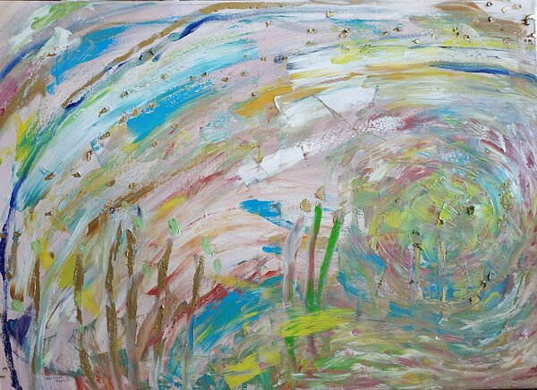 Ručně malovaný obraz od Martina Horová - "Chladná jarní rosa", rozměr: 70 x 50 cm