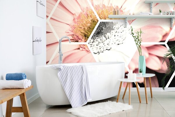 Tapeta gerbera v šestiúhelníku