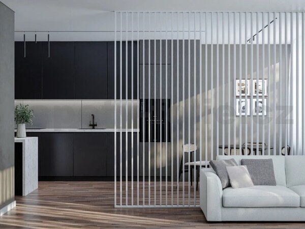 Předělovací panely, bílá mat 3D lamely, rozměr 2750 x 580 x 65 mm, IMPOL TRADE