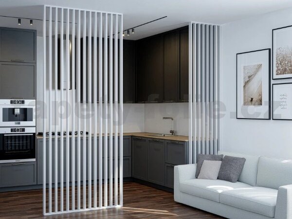 Předělovací panely, bílá mat 3D lamely, rozměr 2750 x 580 x 65 mm, IMPOL TRADE