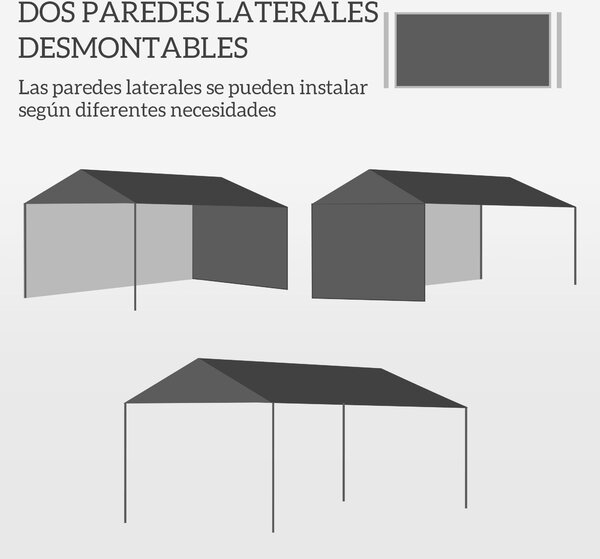 Zahradní altán Outsunny 4x3 m s odnímatelnou pergolou, 2 bočními panely, 2 okny a vodotěsným ocelovým rámem s UV ochranou pro terasu a patio, bílý | A