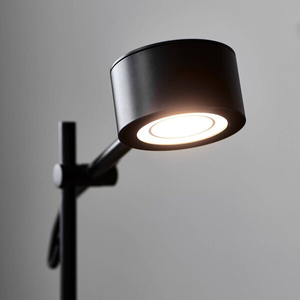 Nordlux LED stojací lampa Clyde, dva zdroje se stmívačem, stmívatelný, Černá, Obývací pokoj / jídelna, kov, Moderní