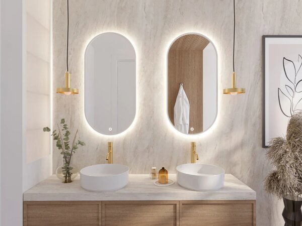 Oválné zrcadlo ERIS s LED osvětlením - bílé