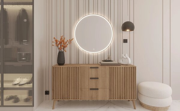 Nástěnné zrcadlo MARLO s LED osvětlením - černé