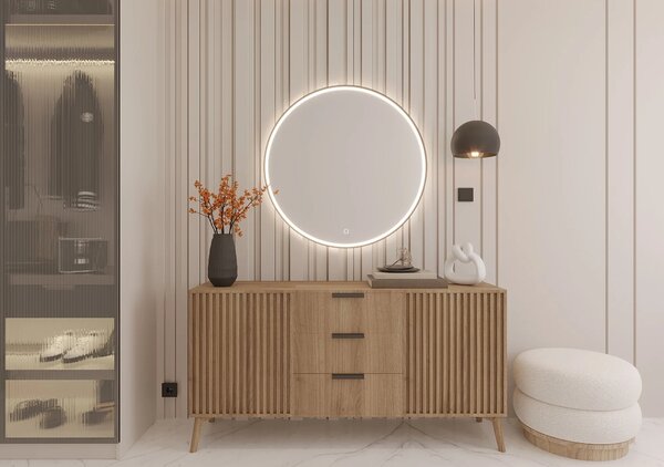 Zrcadlo na zeď MARLO s LED osvětlením - černé