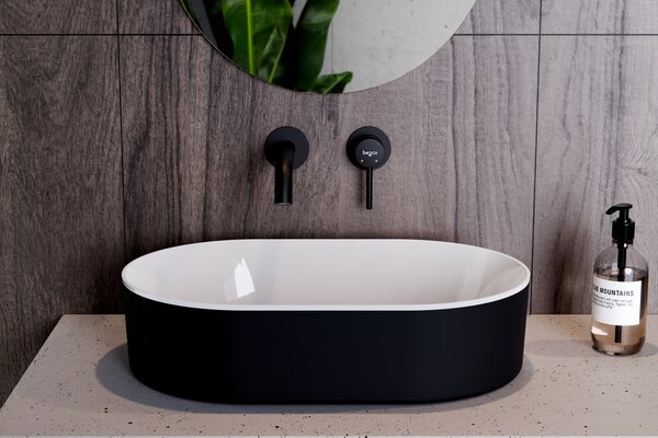 Besco Deskové umyvadlo z litého mramoru Lova BW Matt UM D 53x34 cm