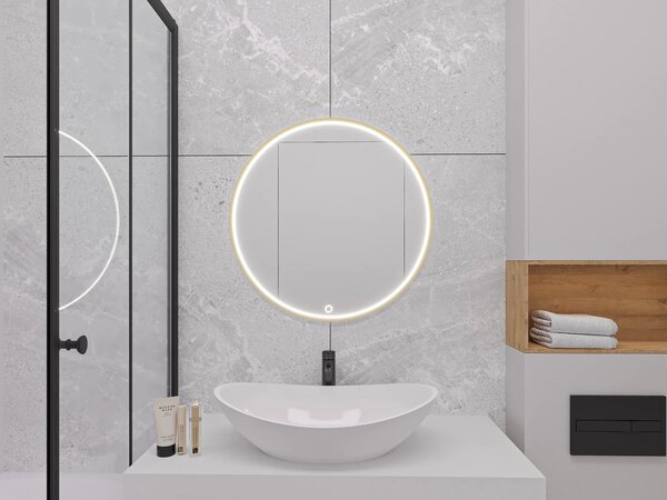 Nástěnné zrcadlo SOL s LED osvětlením - zlaté