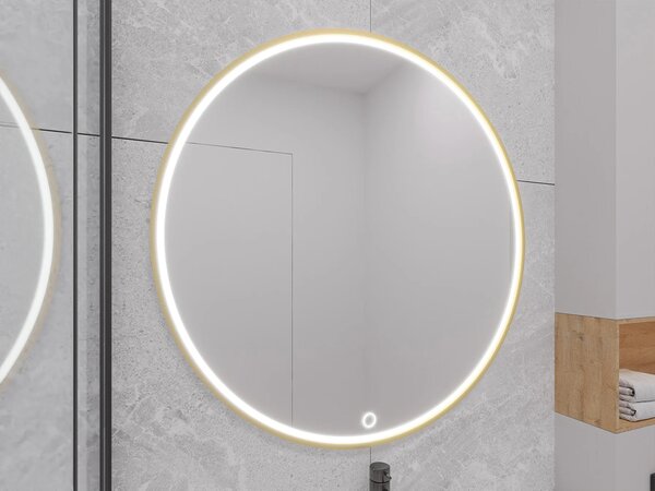 Zrcadlo na zeď SOL s LED osvětlením - zlaté