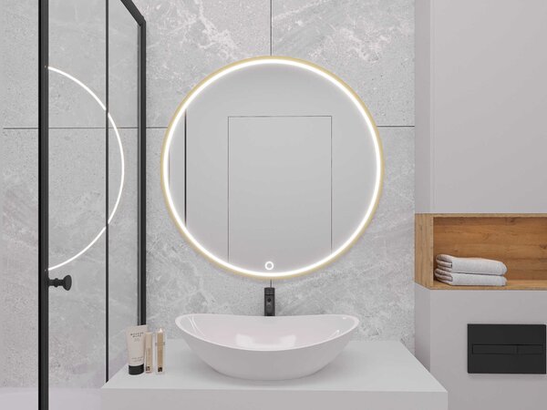 Zrcadlo na zeď SOL s LED osvětlením - zlaté