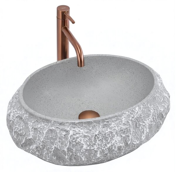 Rea Mika Gabro, umyvadlo na desku 480x380x155 mm, imitace kamene-šedá, REA-U0633