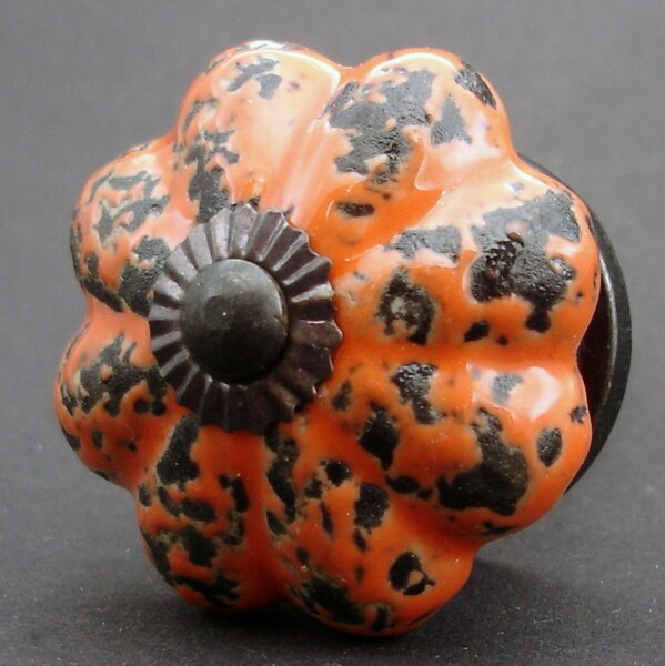 Keramická úchytka-Oranžový květ s patinou Barva kovu: antik tmavá