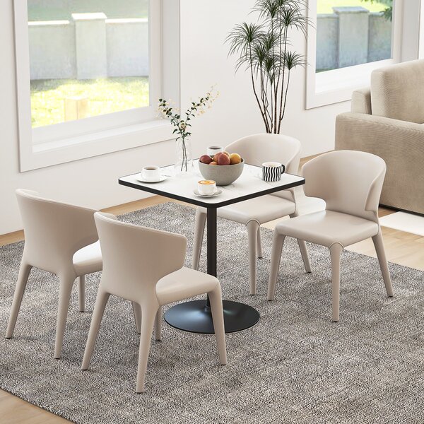 HOMCOM Jídelní stůl pro 4 osoby v moderním stylu s bílým mramorovým efektem a kulatým podstavcem, 70 x 70 cm, bílý | Aosom