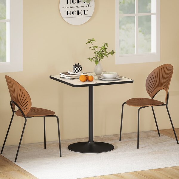HOMCOM Jídelní stůl pro 4 osoby v moderním stylu s bílým mramorovým efektem a kulatým podstavcem, 70 x 70 cm, bílý | Aosom