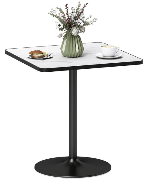 HOMCOM Jídelní stůl pro 4 osoby v moderním stylu s bílým mramorovým efektem a kulatým podstavcem, 70 x 70 cm, bílý | Aosom