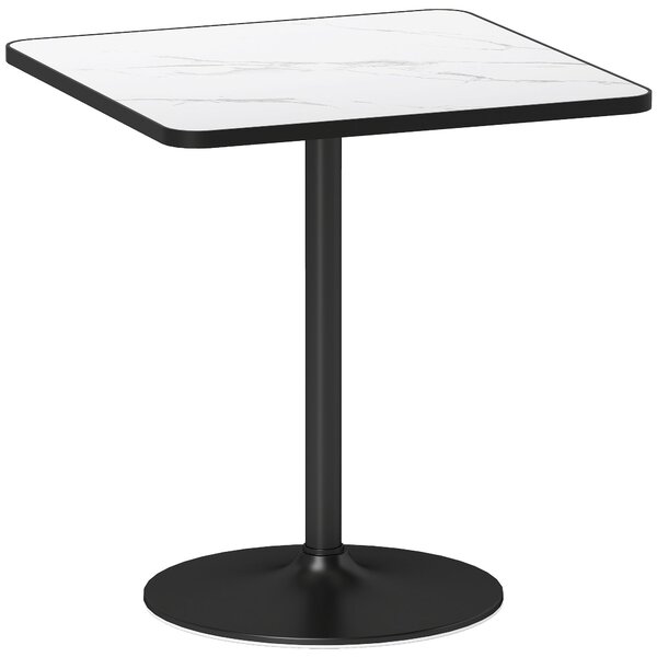 HOMCOM Jídelní stůl pro 4 osoby v moderním stylu s bílým mramorovým efektem a kulatým podstavcem, 70 x 70 cm, bílý | Aosom