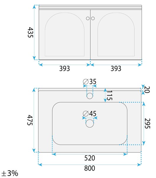 Sada koupelnového nábytku s umyvadlem Denver 80cm Grey