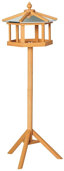 PawHut Ptačí Budka se Stojanem, Odolná Ptačí Krmítka s Ochrannou Zinkovou Střechou, Dřevěné Ptačí Krmítko pro Divoké Ptáky 40 x 40 x 113 cm Žluté | Ao