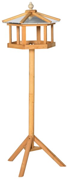 PawHut Ptačí Budka se Stojanem, Odolná Ptačí Krmítka s Ochrannou Zinkovou Střechou, Dřevěné Ptačí Krmítko pro Divoké Ptáky 40 x 40 x 113 cm Žluté | Ao