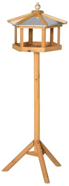 PawHut Ptačí Budka se Stojanem, Odolná Ptačí Krmítka s Ochrannou Zinkovou Střechou, Dřevěné Ptačí Krmítko pro Divoké Ptáky 40 x 40 x 113 cm Žluté | Ao