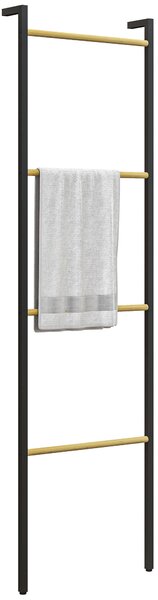 HOMCOM Stojan na ručníky 49 x 167,5 cm s 4 tyčemi, úsporný, ideální na koupelnové ručníky, oblečení, deky, noviny, ocel, černá | Aosom