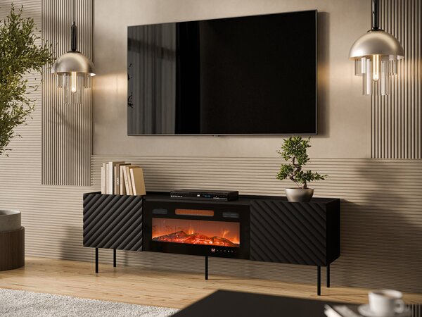 TV skříňka s krbem Gretzo 180 2D, Barva: kašmír 5903211350535