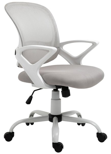 Ergonomická kancelářská židle Vinsetto s mesh opěradlem, nastavitelné otočné křeslo s vzhledem lnu, počítačová židle pro kancelář, šedá | Aosom