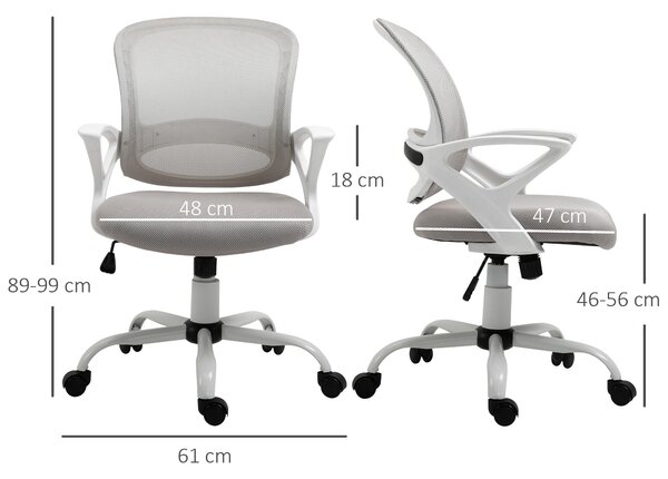 Ergonomická kancelářská židle Vinsetto s mesh opěradlem, nastavitelné otočné křeslo s vzhledem lnu, počítačová židle pro kancelář, šedá | Aosom