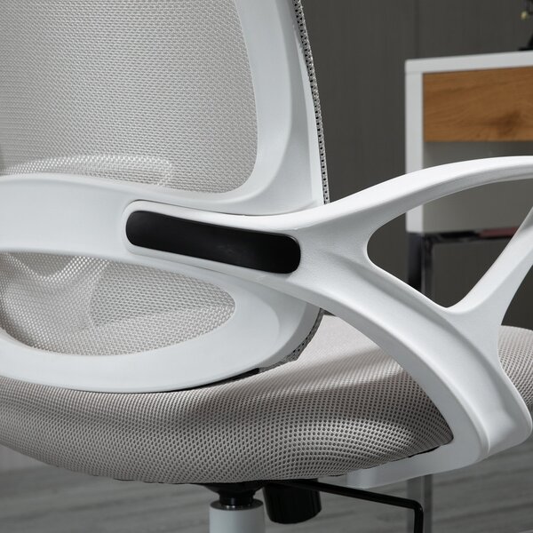 Ergonomická kancelářská židle Vinsetto s mesh opěradlem, nastavitelné otočné křeslo s vzhledem lnu, počítačová židle pro kancelář, šedá | Aosom