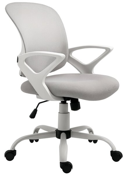 Ergonomická kancelářská židle Vinsetto s mesh opěradlem, nastavitelné otočné křeslo s vzhledem lnu, počítačová židle pro kancelář, šedá | Aosom