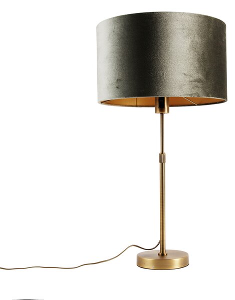 Stolní lampa bronzová se sametovým stínidlem zelená 35cm - Parte