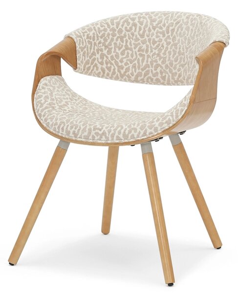 Designová jídelní židle SAROLTA - krémová / béžová / dub
