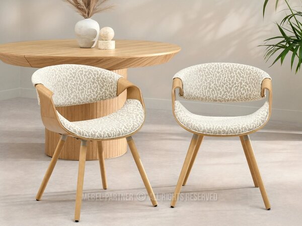 Designová jídelní židle SAROLTA - krémová / béžová / dub
