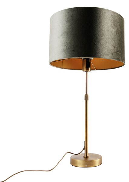 Stolní lampa bronzová se sametovým stínidlem zelená 35cm - Parte