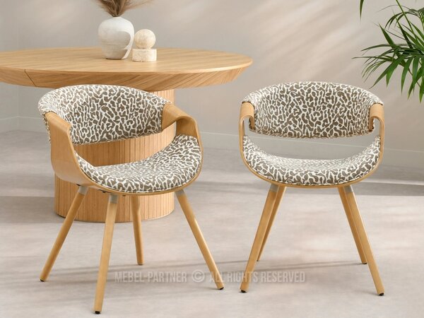 Designová jídelní židle SAROLTA - krémová / hnědá / dub