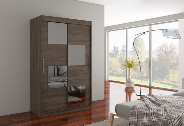ADRK Šatní zrcadlová skříň posuvná LUGANO CH 120, choco